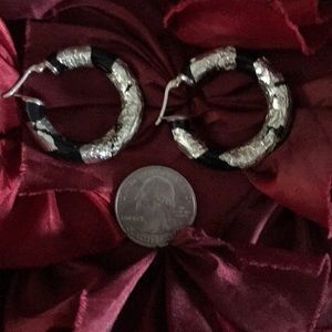 Sterling Black & Silver Hoops